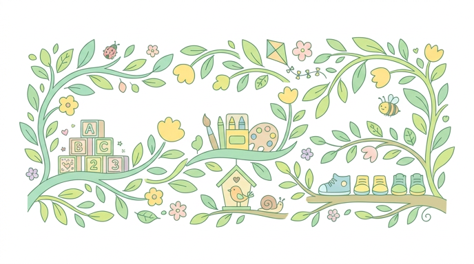 自然と子どもをイメージした装飾イラスト